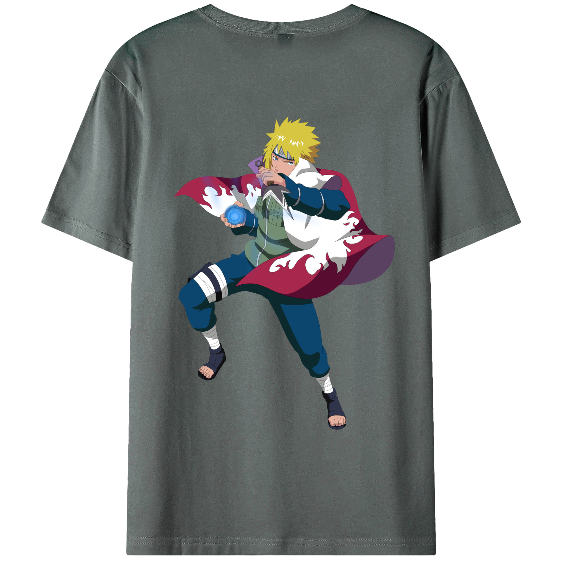 （画像用） NARUTO -ナルト- 波風 ミナト Namikaze Minato 綿100％ メンズ半袖Tシャツ（バックプリント） 通気性